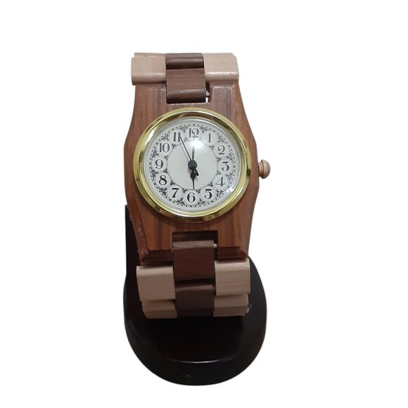 Oversized Wrist Watch Wooden on Display Stand 8" Made in Canada Store Mantel - Picture 1 of 4